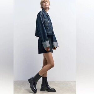 ZARA LUG SOLE ANKLE BOOTS BLACK SIZE EUR 37 US 6.5 NWT